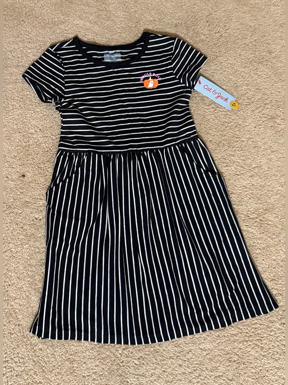 Girls Cat & Jack Halloween Striped Dress with Side Pockets Size (S)(6/7)